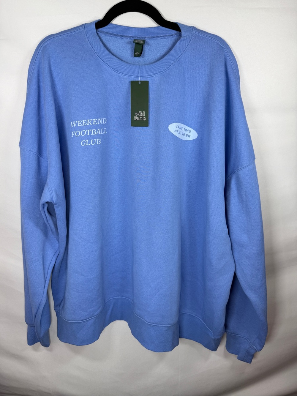 Wild Fable Women's Boxy Oversized Sweatshirt Blue Weekend Football Club Size XL